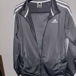 Adidas Charcoal and White Zip-Up Jacket